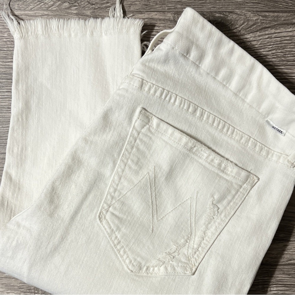 Mother Looker Ankle Fray Distressed Tea and Biscuits Cropped Jeans SZ 28 (29x26)